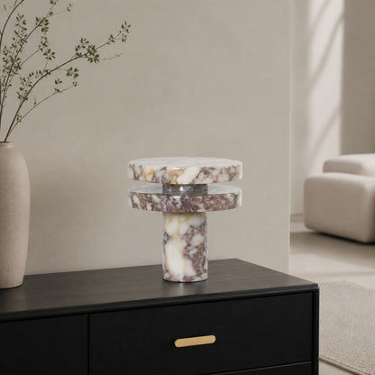 Modern Sculptural Table Lamp with Cylindrical Base Design for Bedroom Bedside and Living Room Use