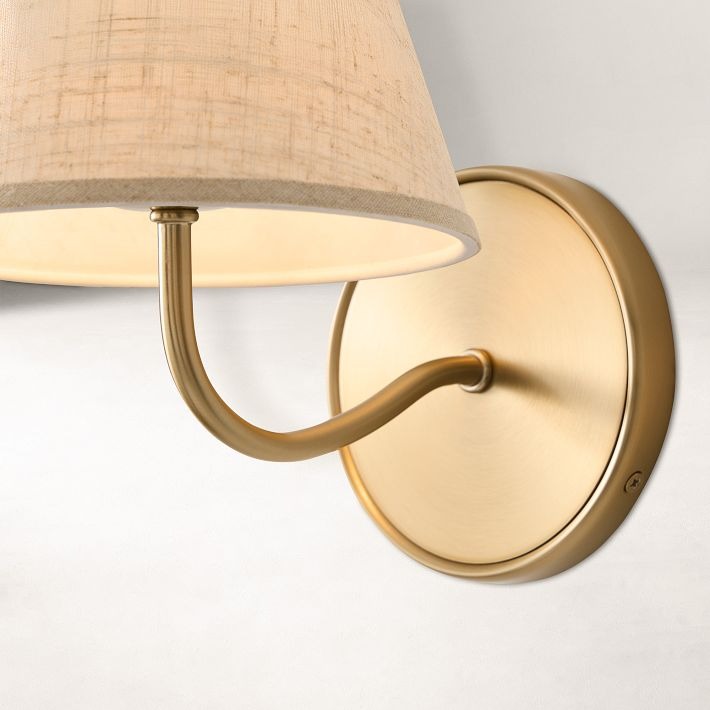 Fibura Contemporary Metal Sconce with Soft Linen Shade Subtle Silhouette for Living Rooms and Corridors