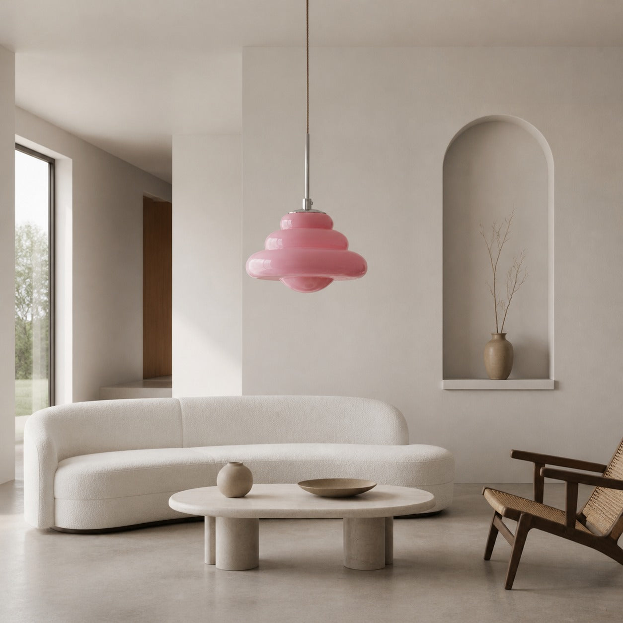 Bomiello Modern Layered Glass Pendant Light - Sculptural Minimal Light for Living Room or Bedroom
