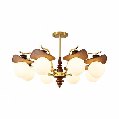 Solvane Multi Arm Chandelier with Glass Shades - Retro Decorative Lighting for Dining Room