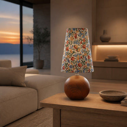 Florence Decorative Floral Table Lamp — Stylish Ambient Light with Wooden Detail for Home