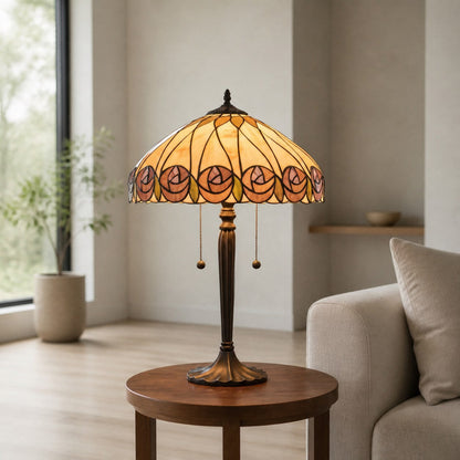 TF Hutchinson Art-Glass Tiffany Style Table Lamp – Handcrafted Design for Home and Office