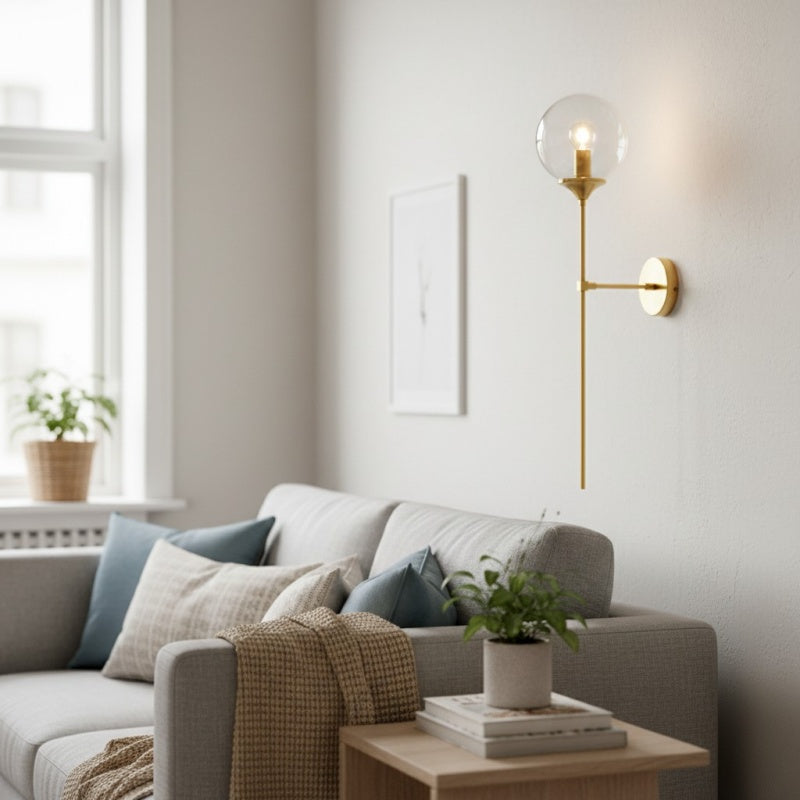 Beanaura Wall Lamp Nordic Glass Ball Metal Design – Modern Indoor Lighting for Living Room