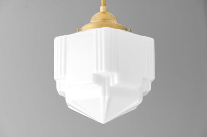 Geotower Glass Modern Pendant Light - Skyscraper Design - Brass or Black or Nickel Finish
