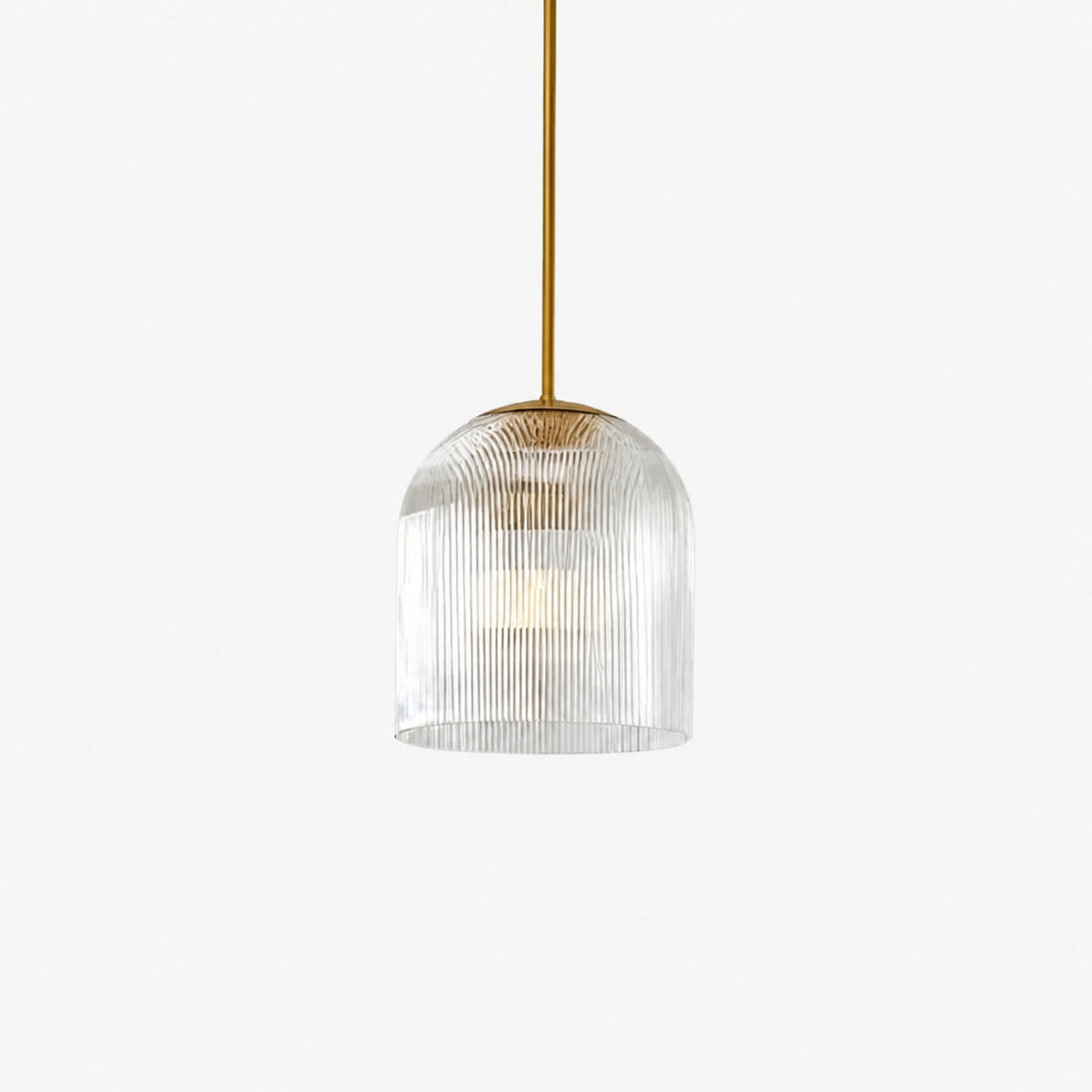Alain Farmhouse Cooper Ribbed Glass Pendant Light