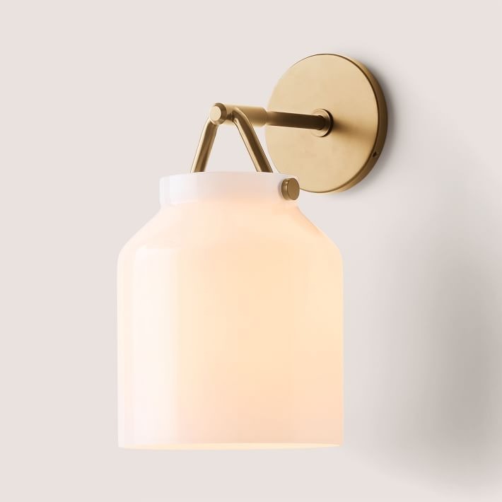 Hanton Modern Minimalist Brass and Glass Sconce – Damp Rated for Bathrooms