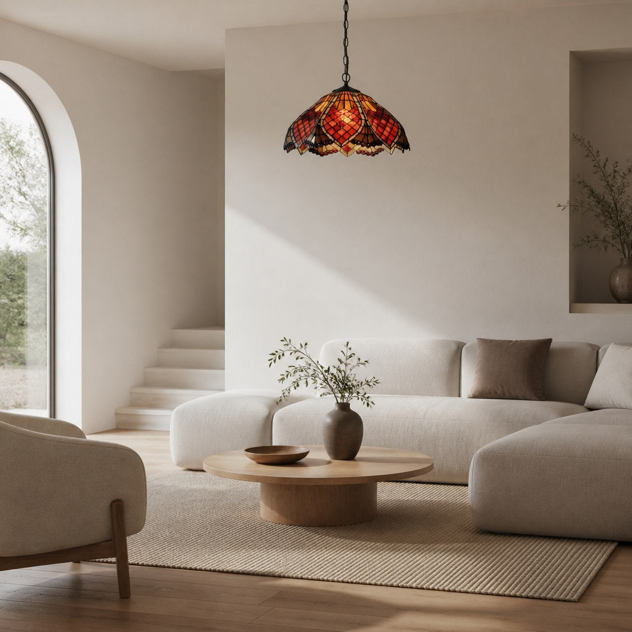 TF Orsino Vintage Art Deco Pendant Light - Textured Glass Lighting for Bedrooms & Halls