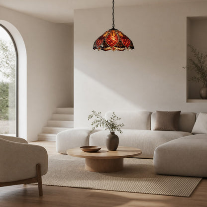 TF Orsino Vintage Art Deco Pendant Light - Textured Glass Lighting for Bedrooms & Halls