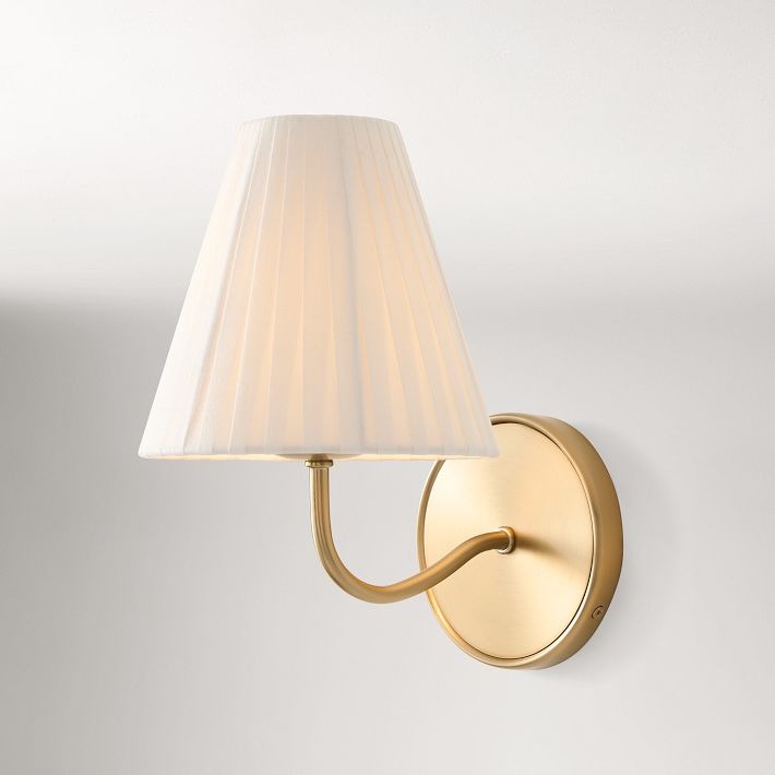 Fibura Contemporary Metal Sconce with Soft Linen Shade Subtle Silhouette for Living Rooms and Corridors