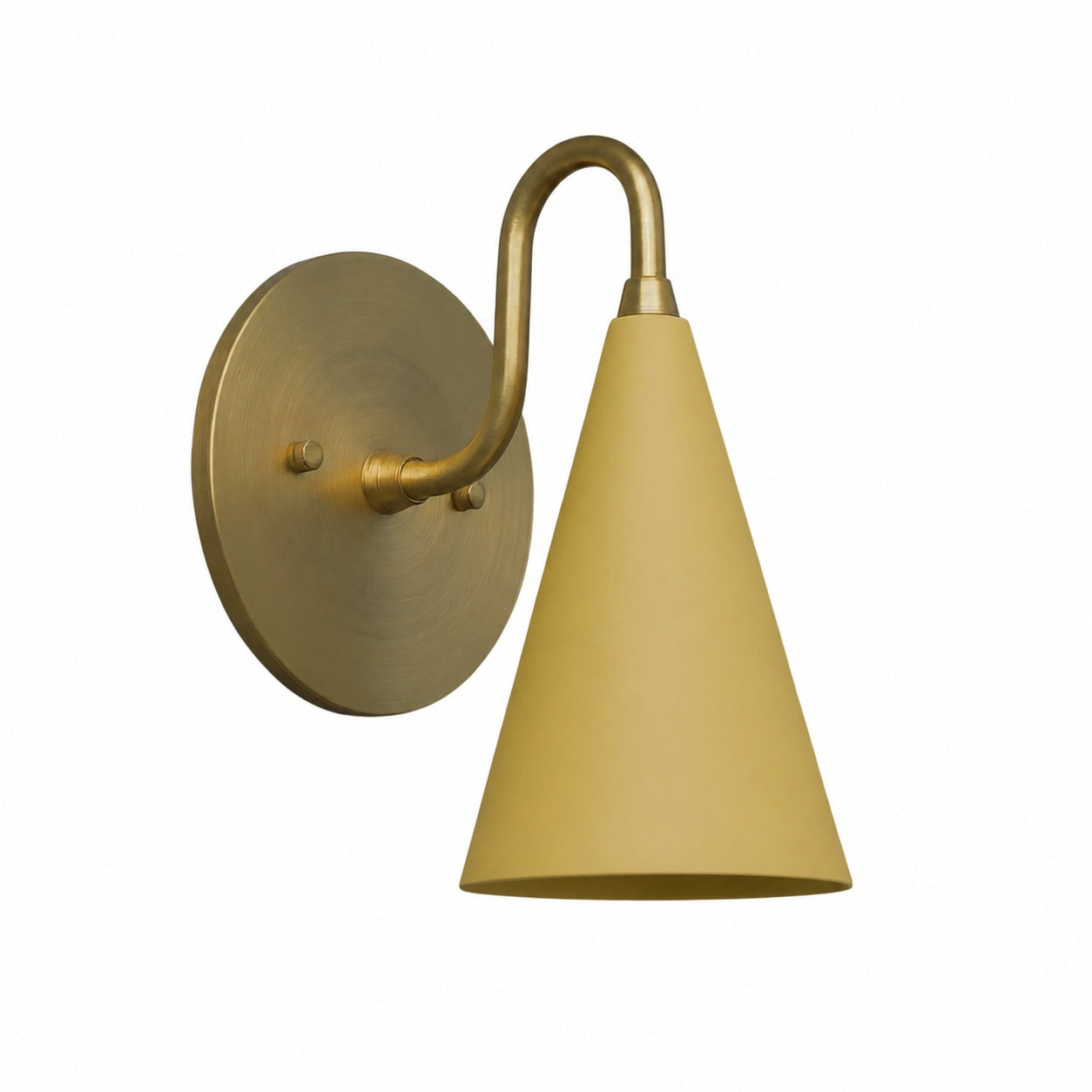 Curva Metal Cone Shade Sconce – Vintage Brass Wall Light for Entryway or Stairwell