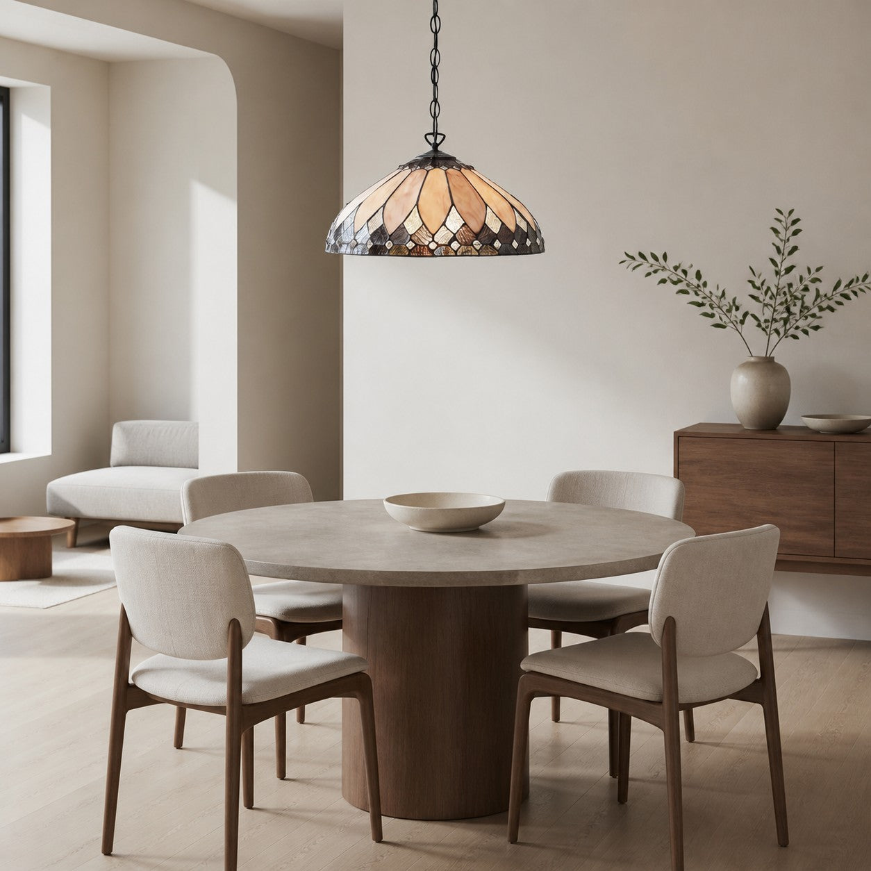 TF Brooklyn Pendelleuchte – Pendelleuchte im geometrischen Buntglas-Art-Deco-Stil für Esszimmer