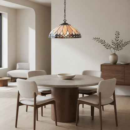 TF Brooklyn Pendelleuchte – Pendelleuchte im geometrischen Buntglas-Art-Deco-Stil für Esszimmer