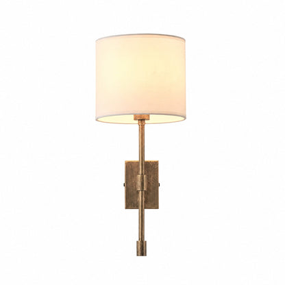 Atticus Fabric Shade Wall Sconce - Modern Brass Wall Light for Bedroom and Hallway