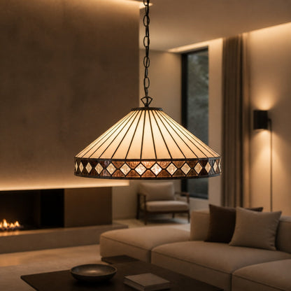 TF Fargo Pendant Light - Tiffany Style Lighting with an Art Deco Shade and Adjustable Chain