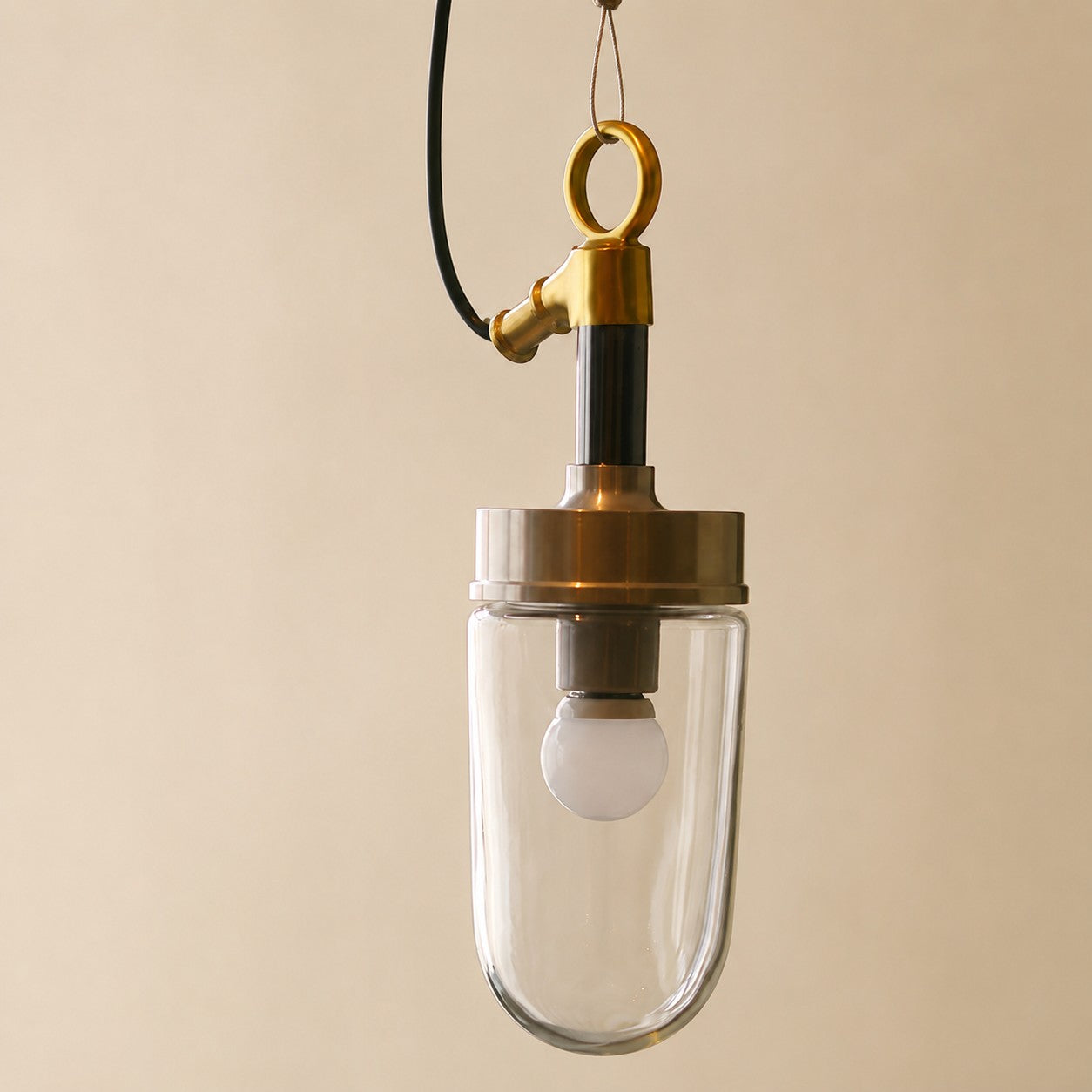 Vintage industrial clear glass pendant light interior and detail image