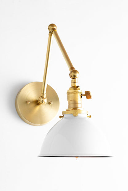 Conique Metal Vintage Industrial Swing Arm Wall Lamp - Adjustable Dome Shade for Study