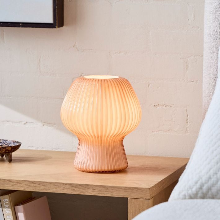 Novarise Ribbed Glass Table Lamp – Textured Glass Accent Lighting