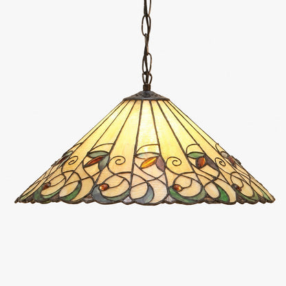 TF Jamelia Vintage Floral Stained Glass Dome Pendant Light for Dining Rooms