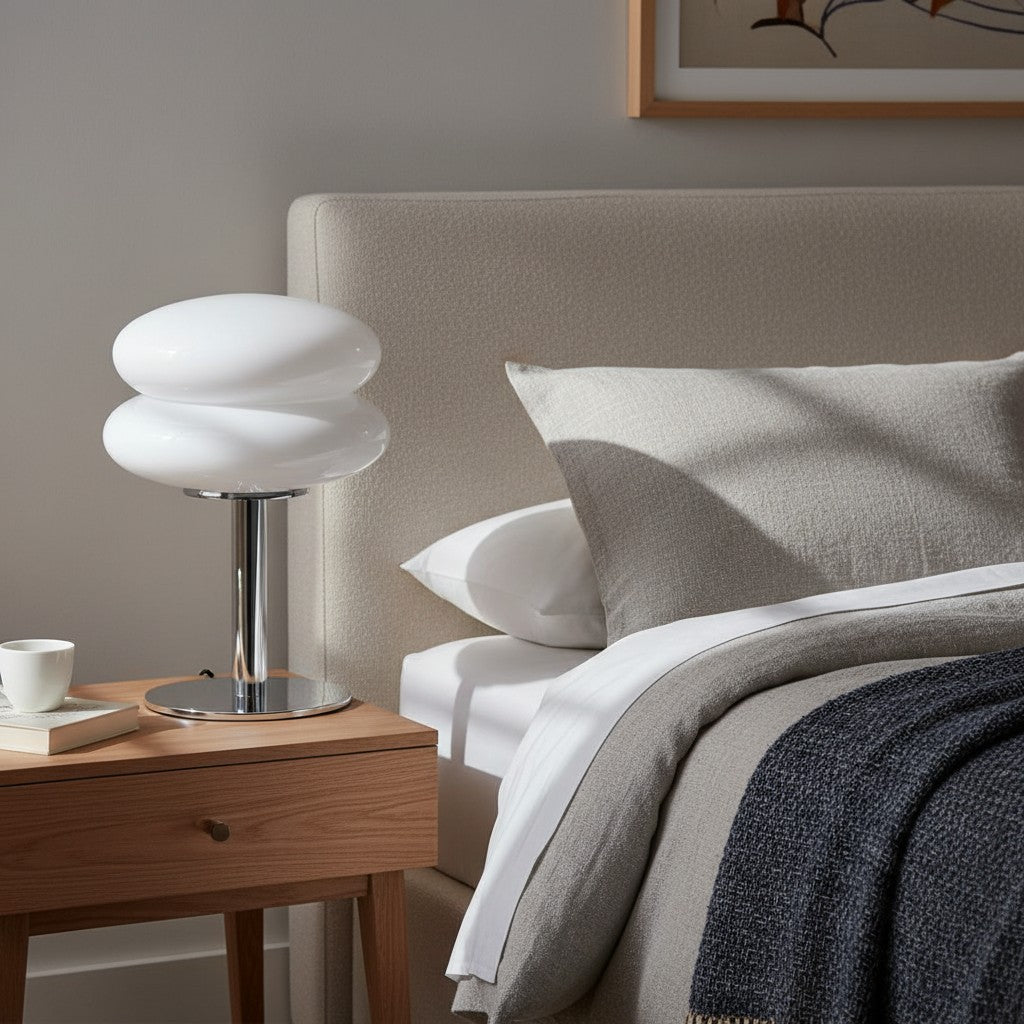 Glasentro Bauhaus Table Lamp Geometric Glass Design Modern Accent for Living Room N12