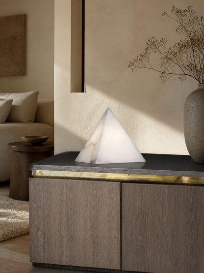 Alabaster Pyramid Table Lamp
