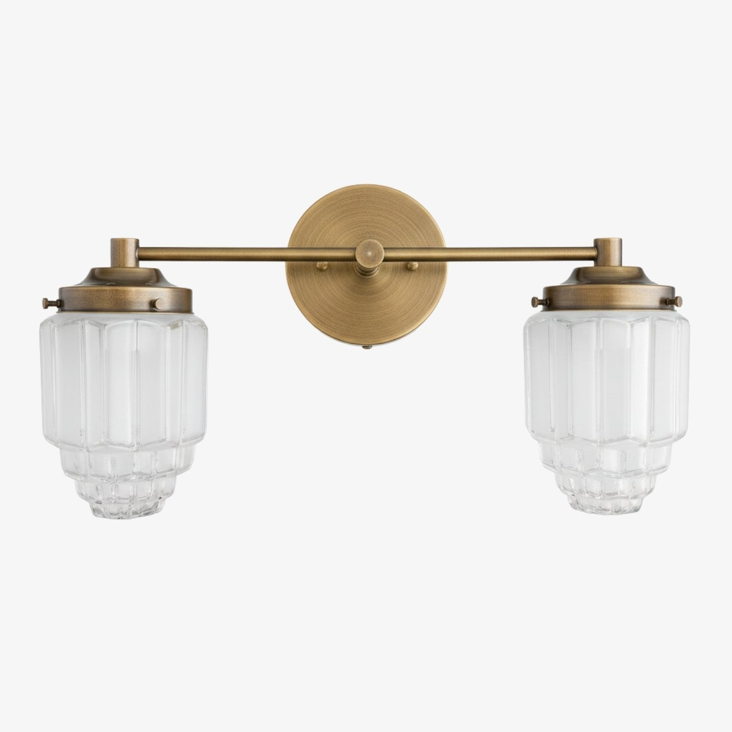 Tierlux Glass Vanity Light - Art Deco Bathroom Fixture with Skyscraper Shades