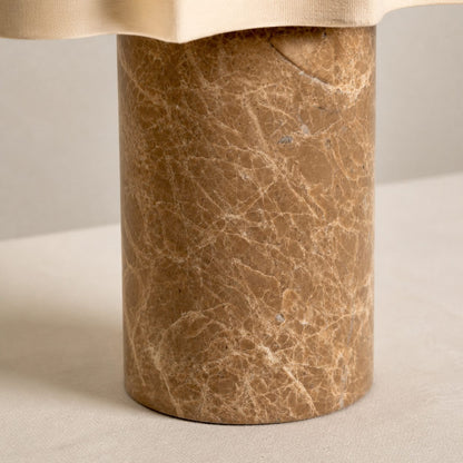 Cavilon Table Lamp with Fan-Shaped Linen Shade - Stone Finishes Suitable for Living Rooms