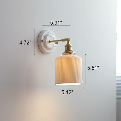 Japanische Vintage Wandlampe aus Keramik und Messing mit 1 Leuchte