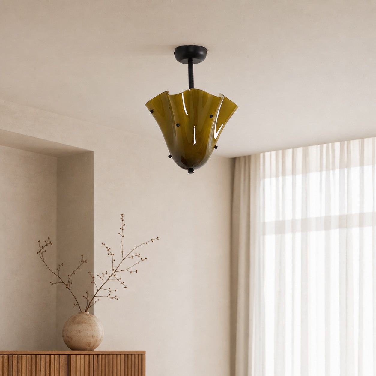 Bellina Decorative Glass Ceiling Light - Modern Sculptural Flush Mount