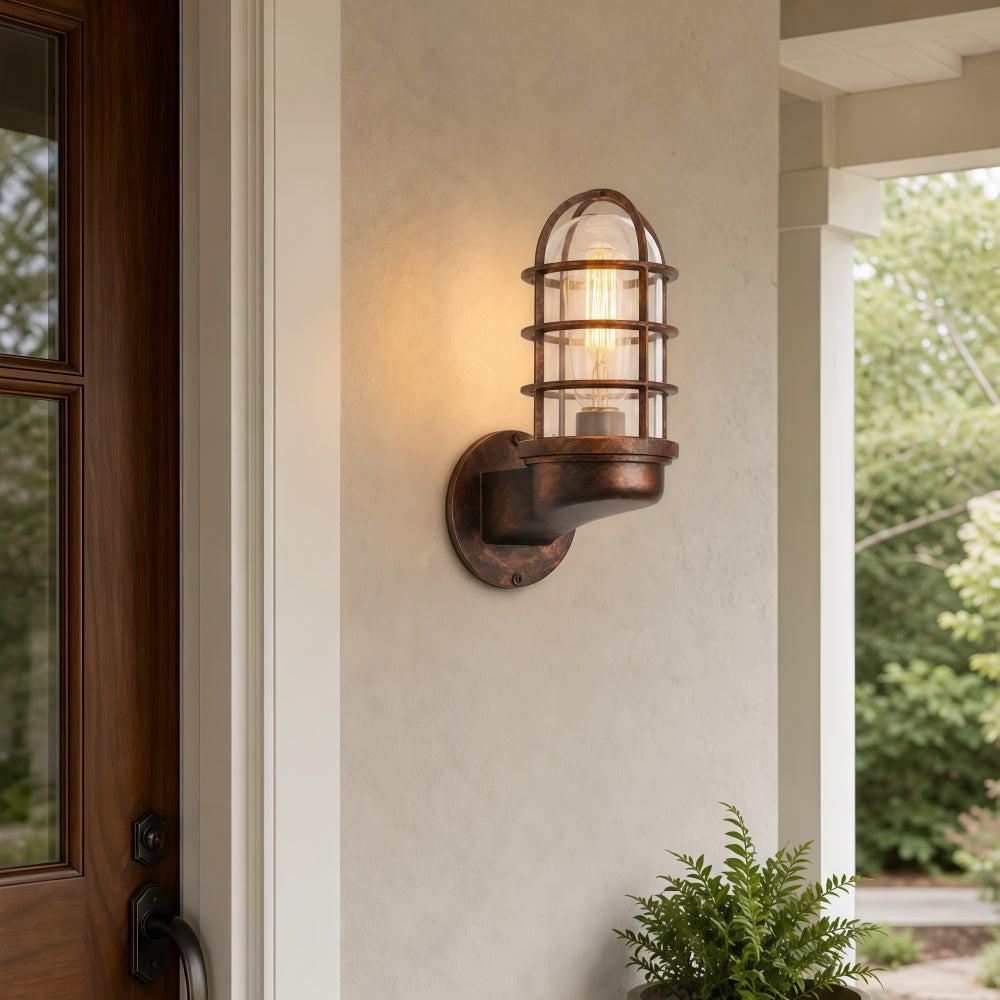 Patnox Clear Glass Industrial Wall Sconce