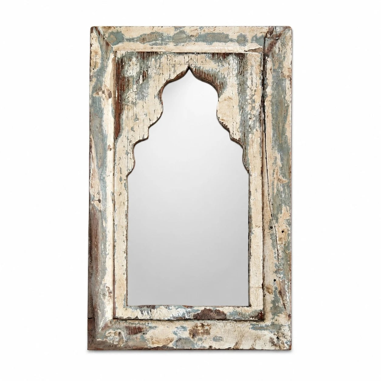 Rustic Carved Wood Arch Wall Mirror image 14