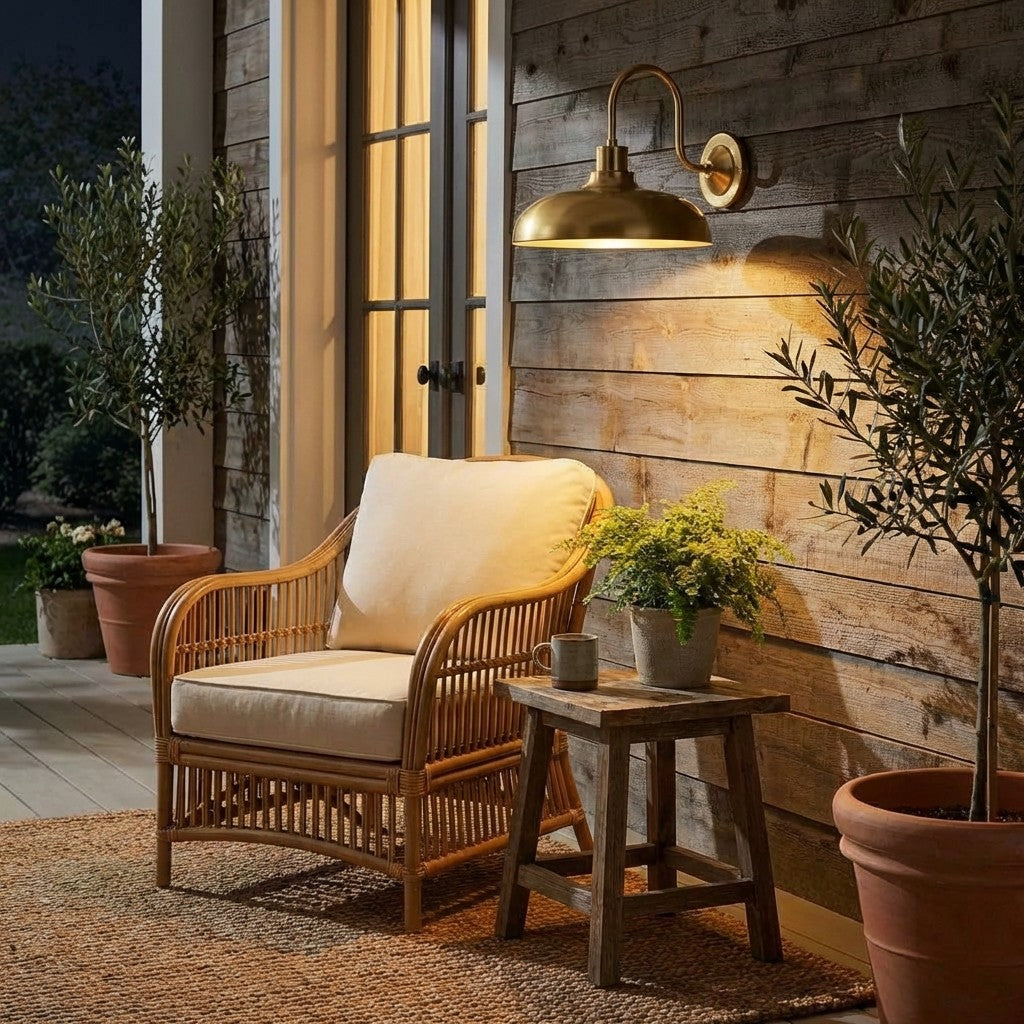 Velara Industrial Metal Rustic Dome Wall Sconce - Classic Curved Outdoor Wall Light for Porch and Patio U08
