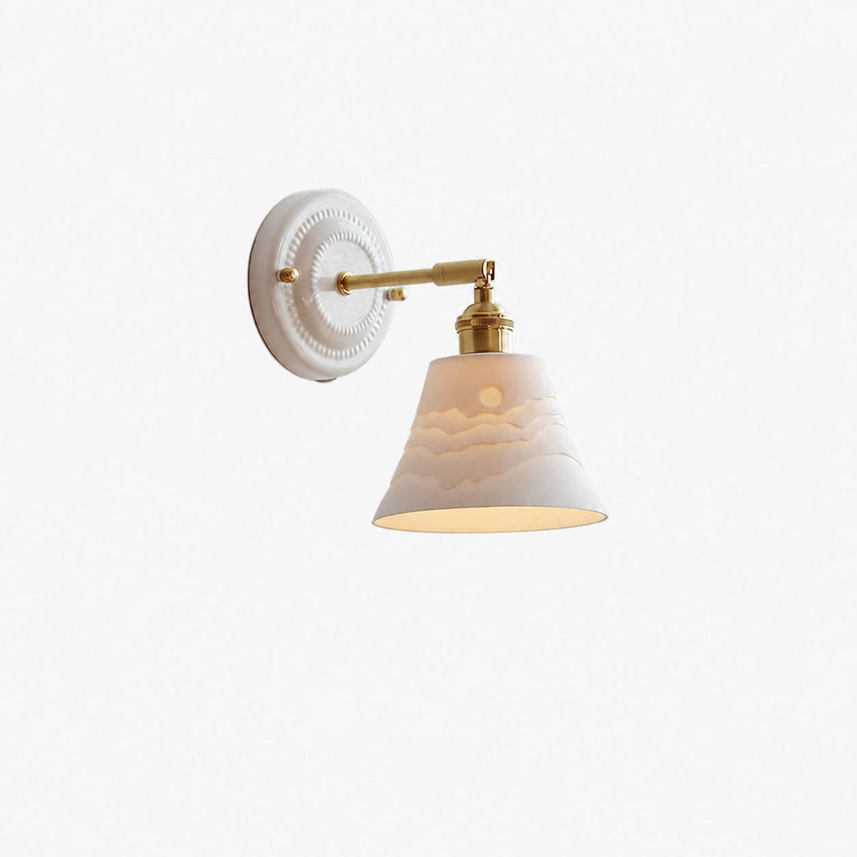 Japanische Vintage Wandlampe aus Keramik und Messing mit 1 Leuchte
