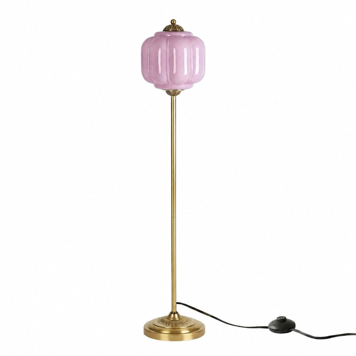 Eloise Textured Glass Pumpkin-Inspired Floor Lamp - Organic Artistry and Retro Style for Living Rooms