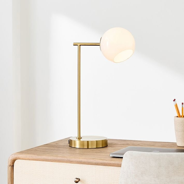 Brina Glass USB Table Lamp - Modern Bedside Desk Light with Style