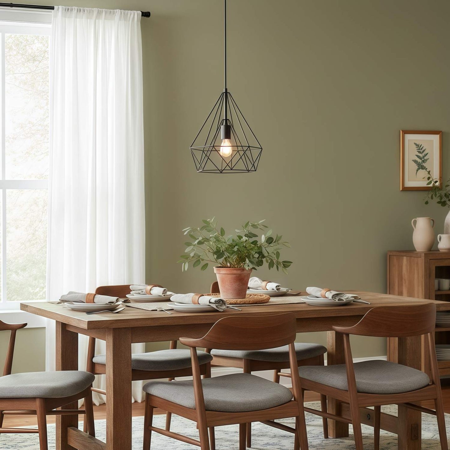 Skeletal Open Frame Pendant Light - Industrial Metal Pendant Lamp for Interior Lighting or Workspace