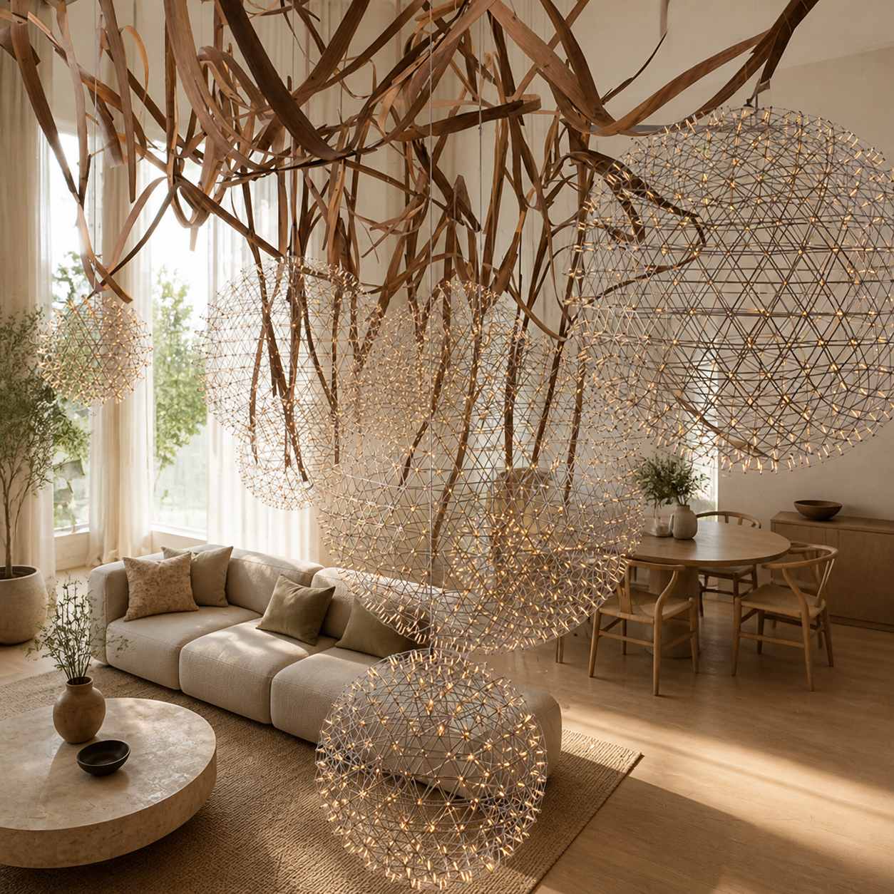 Silver Spark Ball Pendant Light