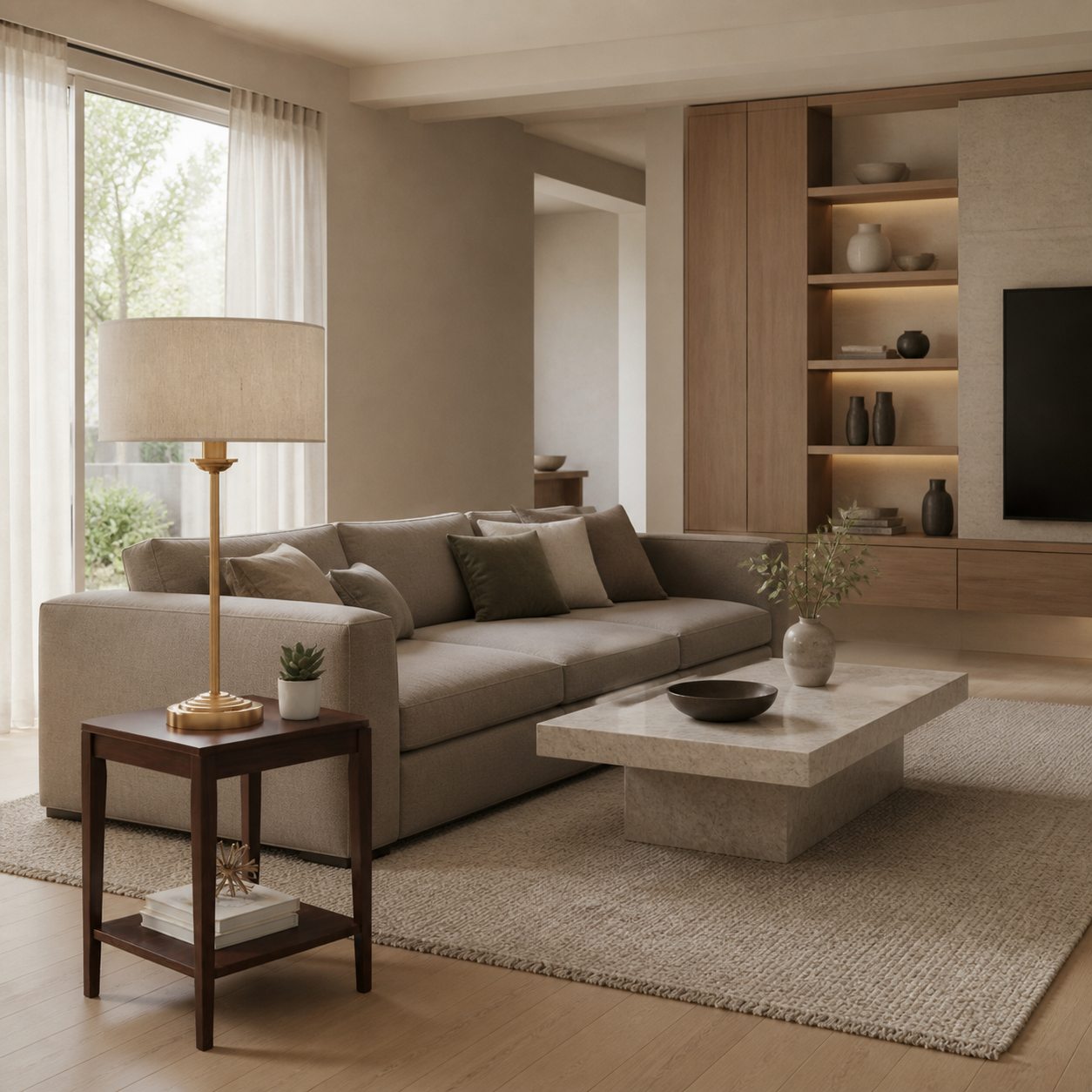 Tela Tischleuchte mit 1 oder 3 Leuchten – Modernes Leinen- und Metalldesign für Nachttisch oder Wohnzimmer