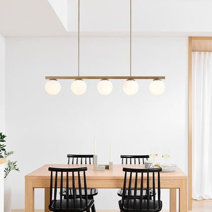 Brelia Round Light Chandelier - Modern Milk Glass Globe Ceiling Light
