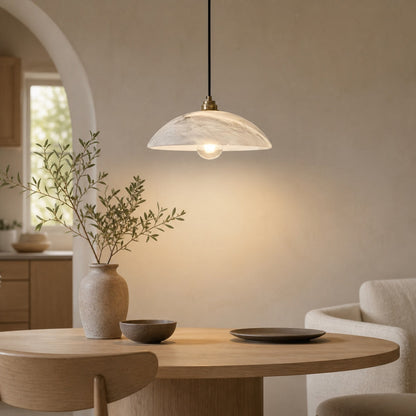 Alariv Elegant  Alabaster Dome Pendant Light - Modern Stone Lighting for Dining or Living