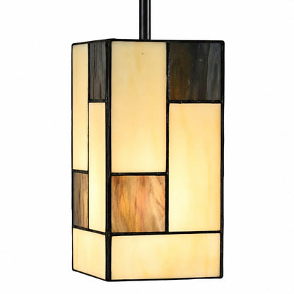 TF Manchester Art-Deco-Pendelleuchte – Geometrische Hängelampe aus Buntglas für Wohn- oder Esszimmer