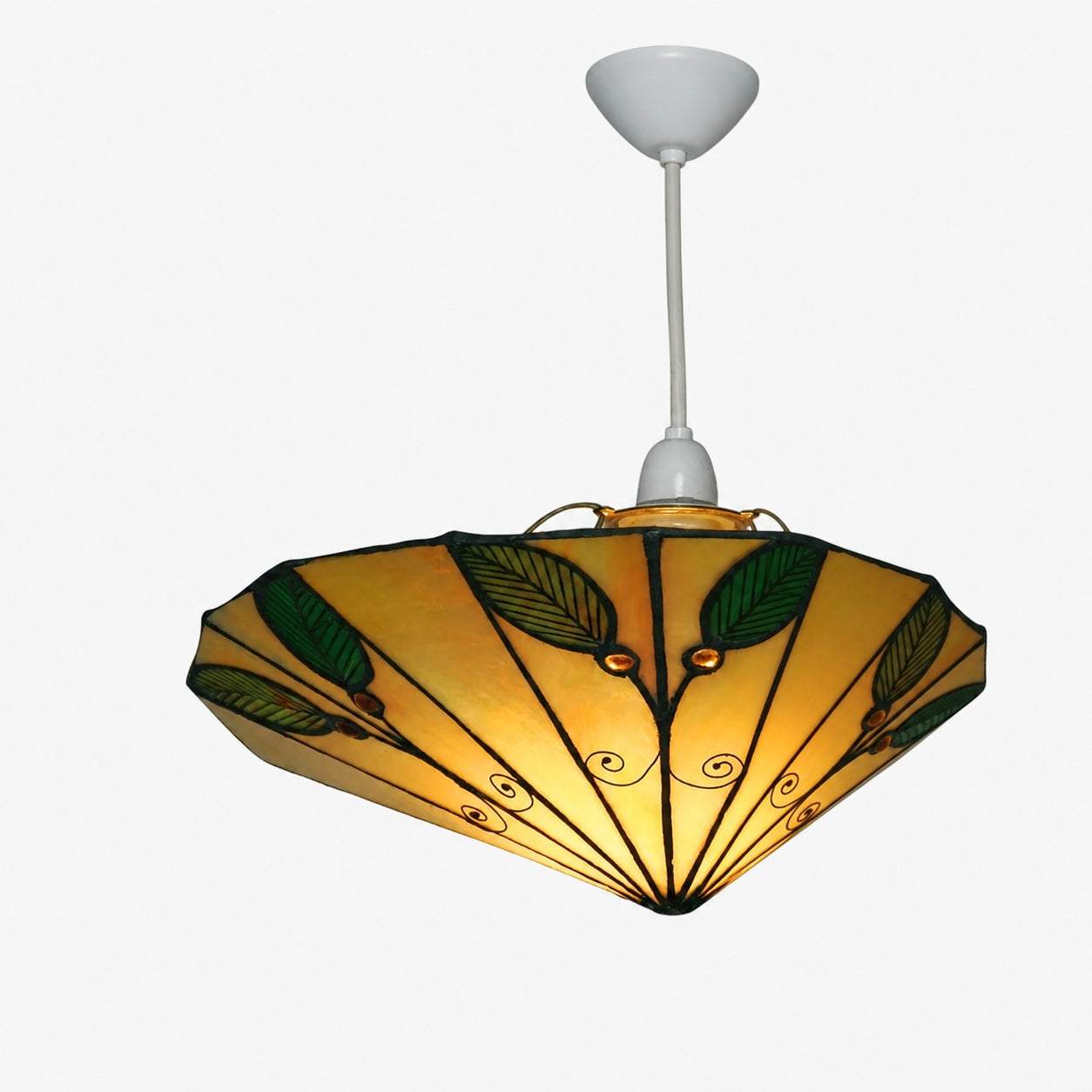 TF Harken Tiffany Style Leaf Pendant Shade Stained Glass Lamp Shade for Living Room and Bedroom
