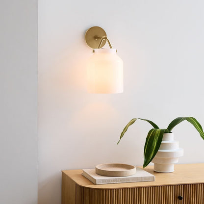 Hanton Modern Minimalist Brass and Glass Sconce – Damp Rated for Bathrooms