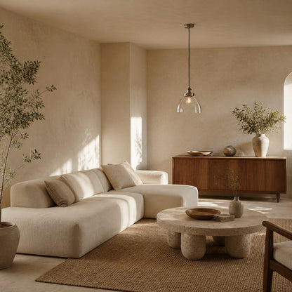 Novera Art Deco Kuppel-Hängeleuchte mit verstellbarer Höhe und Glasschirm - Wohnzimmer