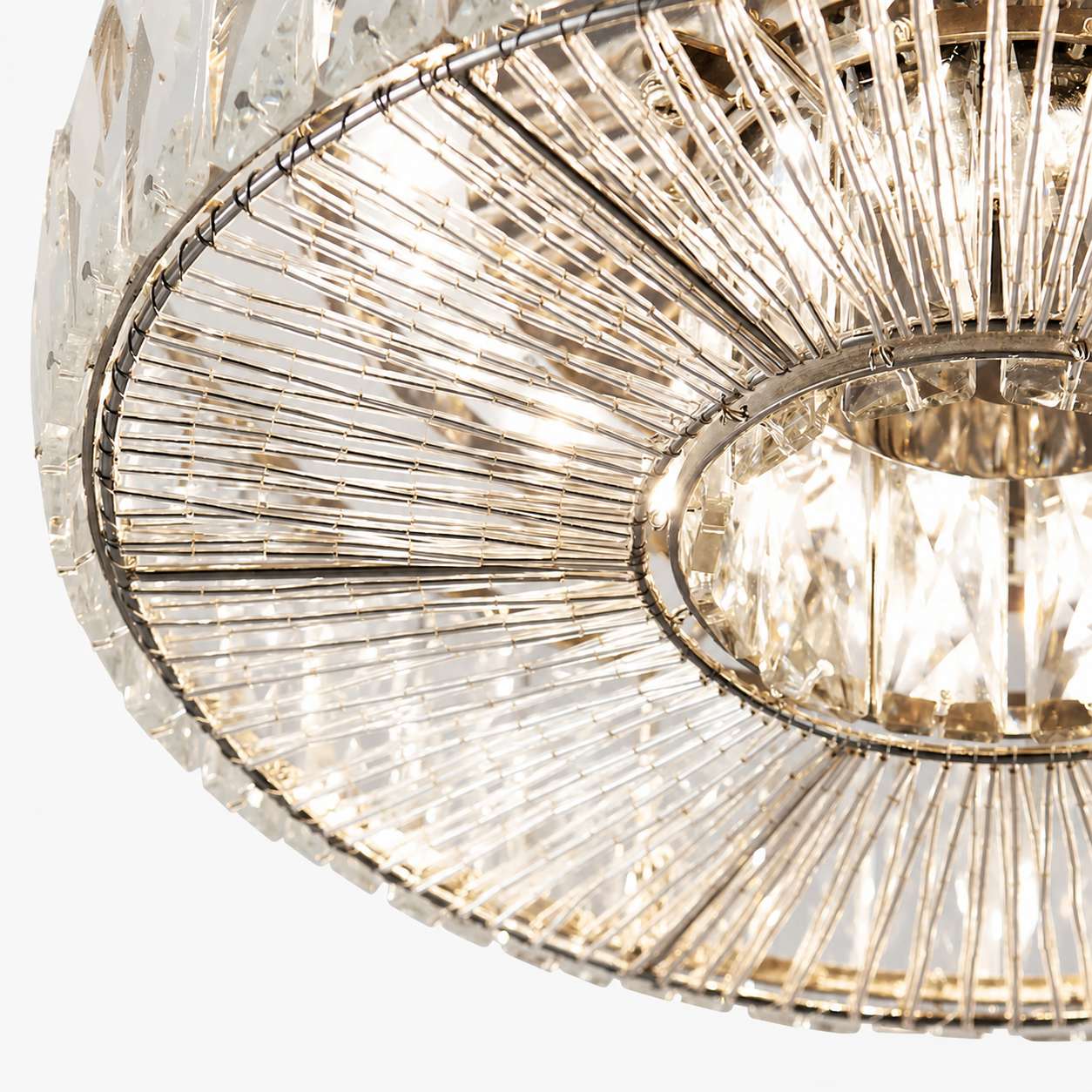 Glomar Glass Round Flush Ceiling Light - Modern Metal Glass Finish Living Areas