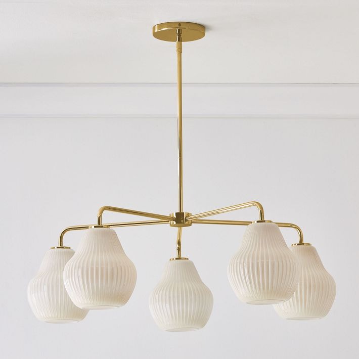Rivrona 5-Light Chandelier for Entryway - Ribbed Glass Modern Lighting