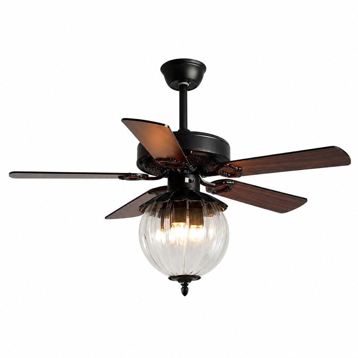 Konoha and Banana Leaf Wooden Ceiling Fan Light