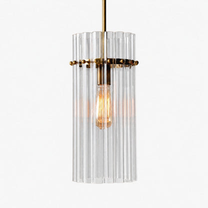 Lumora Kristall-Pendelleuchte – Elegantes Trommelmessing und geschliffenes Glas