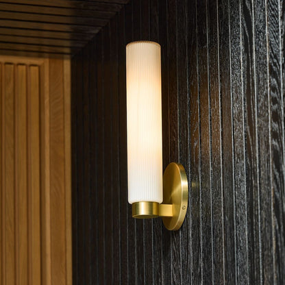 Rivora Fluted Glass Indoor Outdoor Sconce - Modern Wall Light for Home Decor