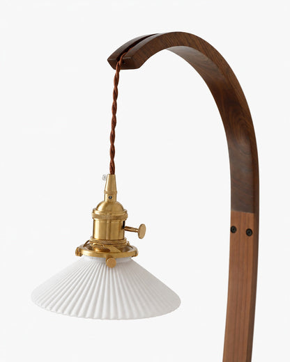 Curved Walnut Ceramic Plug-in Wall Light
