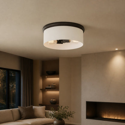 Roven Flush Mount Ceiling Lamp with Opal Glass Dome - Sleek Design for Bedroom and Living Room